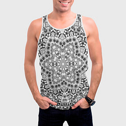 Майка-безрукавка мужская Черно-белый орнамент мандала, цвет: 3D-белый — фото 2