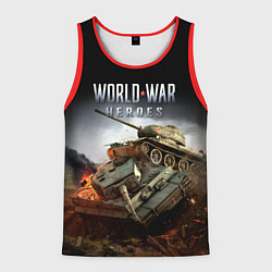 Майка-безрукавка мужская World War Heroes логотип и танки, цвет: 3D-красный
