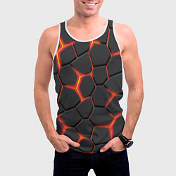 Майка-безрукавка мужская Неоновый разлом - жёлтый, цвет: 3D-белый — фото 2