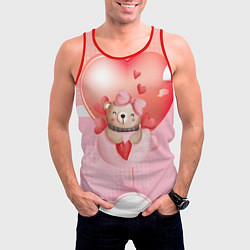 Майка-безрукавка мужская Мишка в чашке с сердечком, цвет: 3D-красный — фото 2