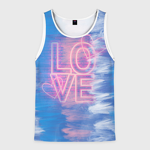 Мужская майка без рукавов Любовь двух сердец / 3D-Белый – фото 1