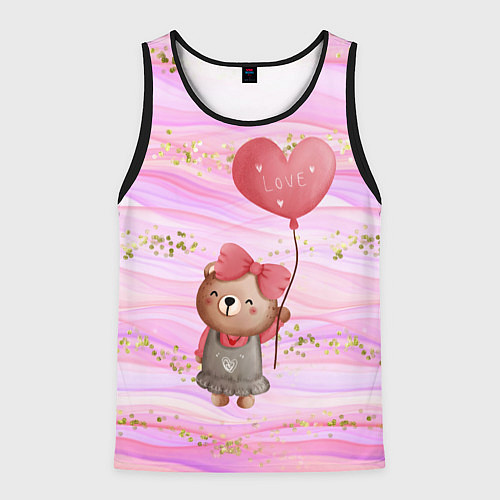 Мужская майка без рукавов Мишка с шариком Love / 3D-Черный – фото 1