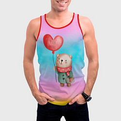 Майка-безрукавка мужская Мишка с красным сердечком, цвет: 3D-красный — фото 2