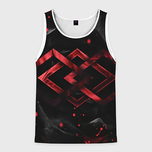 Мужская майка без рукавов Красные ромбы и брызги / 3D-Белый – фото 1