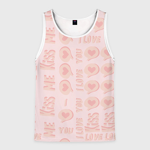 Мужская майка без рукавов Kiss me and I love you / 3D-Белый – фото 1