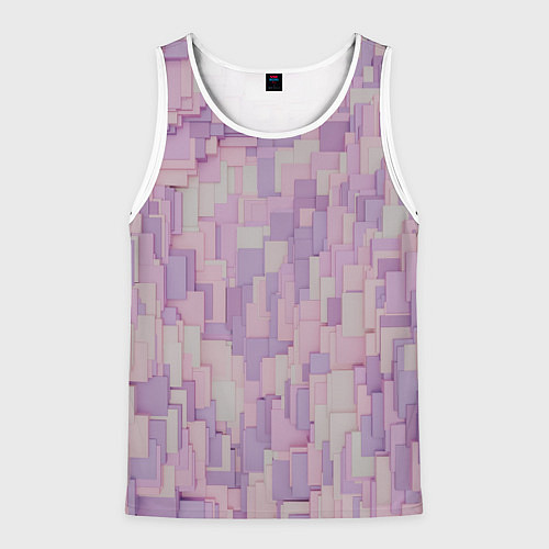 Мужская майка без рукавов Множество розовых геометрических кубов / 3D-Белый – фото 1