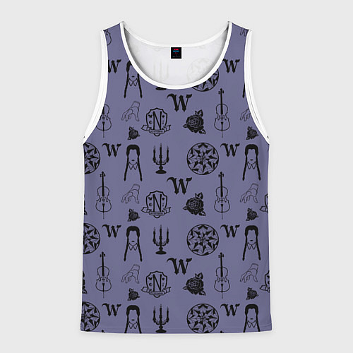 Мужская майка без рукавов Паттерн Уэнсдей / 3D-Белый – фото 1