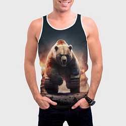 Майка-безрукавка мужская Медведь-танк, цвет: 3D-белый — фото 2