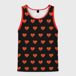 Майка-безрукавка мужская Разбитые сердца на черном фоне, цвет: 3D-красный