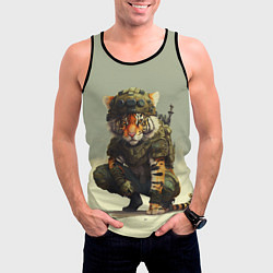 Майка-безрукавка мужская Милитари тигр, цвет: 3D-черный — фото 2