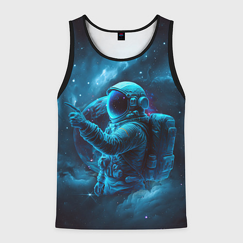 Мужская майка без рукавов An astronaut in blue space / 3D-Черный – фото 1