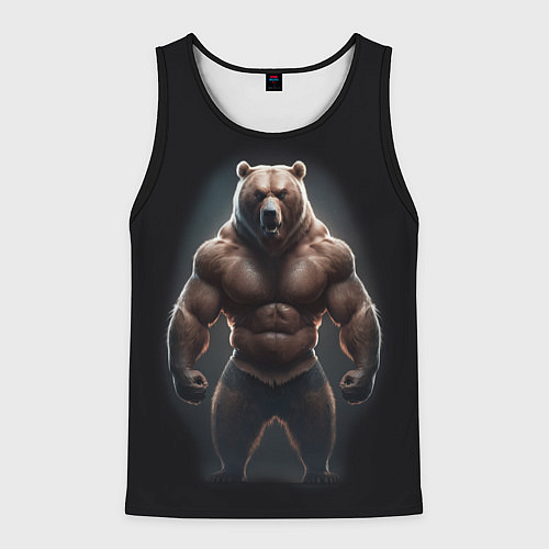 Мужская майка без рукавов Сильный медведь спортсмен / 3D-Черный – фото 1