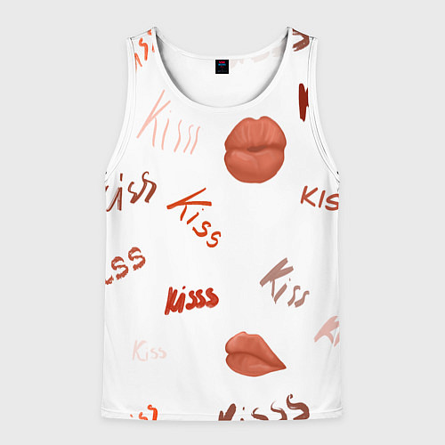 Мужская майка без рукавов Поцелуйчики / 3D-Белый – фото 1