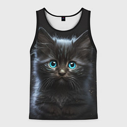 Майка-безрукавка мужская Голубоглазый котенок, цвет: 3D-черный