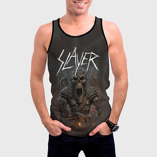 Мужская майка без рукавов Slayer rock monster / 3D-Черный – фото 3