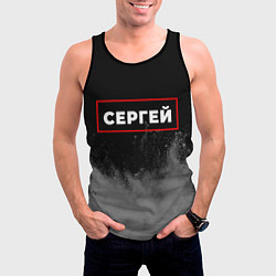 Майка-безрукавка мужская Сергей - в рамке красного цвета, цвет: 3D-черный — фото 2