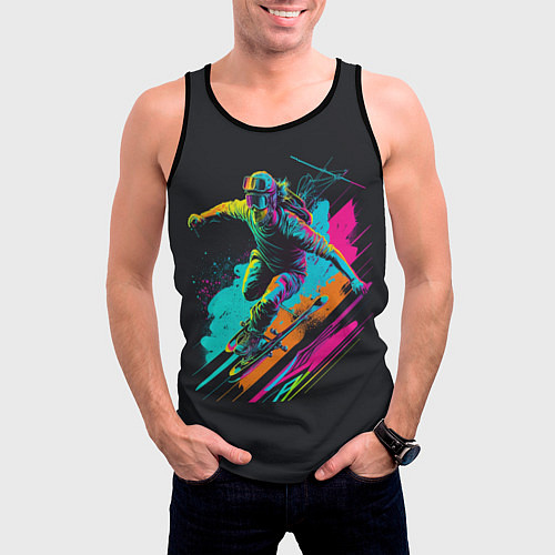 Мужская майка без рукавов Неоновый гонщик / 3D-Черный – фото 3