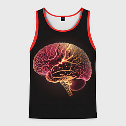 Майка-безрукавка мужская Нейронный неоновый мозг, цвет: 3D-красный