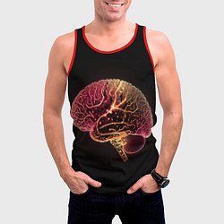 Майка-безрукавка мужская Нейронный неоновый мозг, цвет: 3D-красный — фото 2