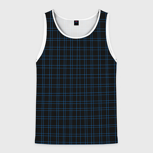 Мужская майка без рукавов Синие клетки / 3D-Белый – фото 1