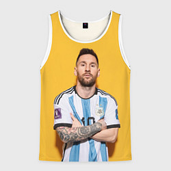 Майка-безрукавка мужская Lionel Messi 10, цвет: 3D-белый