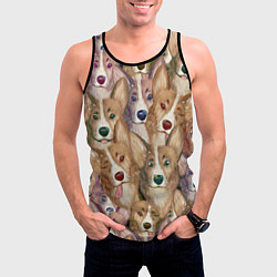 Майка-безрукавка мужская Паттерн с корги, цвет: 3D-черный — фото 2
