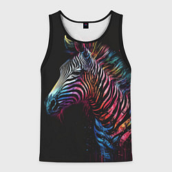 Майка-безрукавка мужская Разноцветная зебра на темном фоне, цвет: 3D-черный