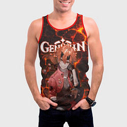 Майка-безрукавка мужская Тома на фоне раскаленной лавы, цвет: 3D-красный — фото 2