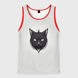 Майка-безрукавка мужская Чёрный кошачий арт, цвет: 3D-красный