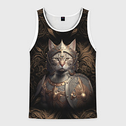 Майка-безрукавка мужская Кот в доспехах, цвет: 3D-белый