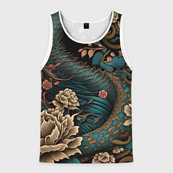 Майка-безрукавка мужская Японский змей Irezumi, цвет: 3D-белый
