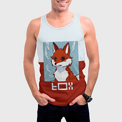 Майка-безрукавка мужская Пиксельная лиса с надписью fox, цвет: 3D-белый — фото 2