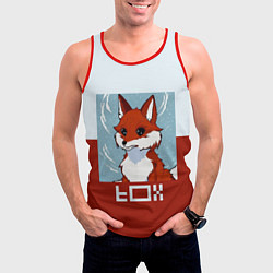 Майка-безрукавка мужская Пиксельная лиса с надписью fox, цвет: 3D-красный — фото 2
