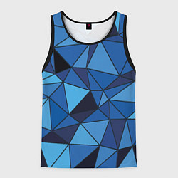 Майка-безрукавка мужская Синие треугольники, абстракт, цвет: 3D-черный