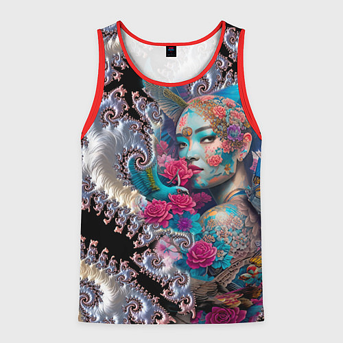 Мужская майка без рукавов Japanese beauty - irezumi / 3D-Красный – фото 1