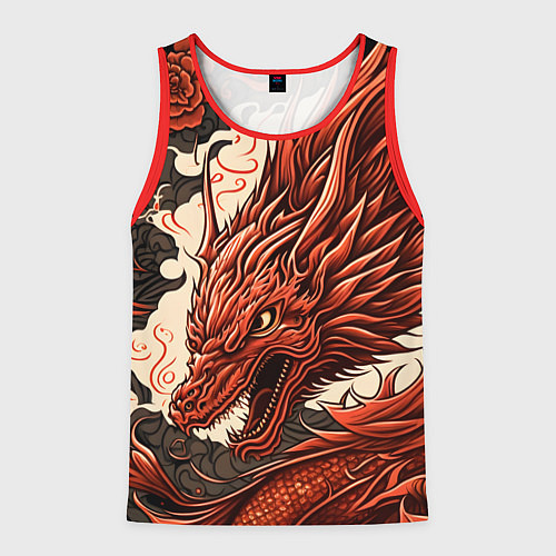 Мужская майка без рукавов Японский краcный дракон / 3D-Красный – фото 1