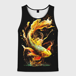 Майка-безрукавка мужская Рыба пламенный дракон, цвет: 3D-черный