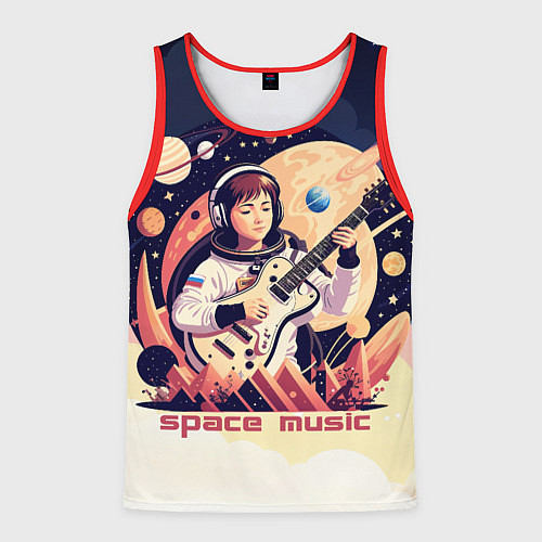 Мужская майка без рукавов Space music / 3D-Красный – фото 1