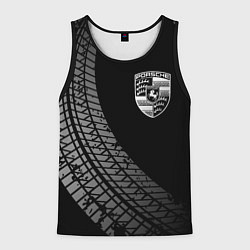 Майка-безрукавка мужская Porsche tire tracks, цвет: 3D-черный