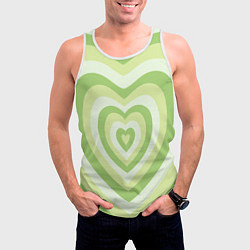 Майка-безрукавка мужская Зеленые сердца - индикид паттерн, цвет: 3D-белый — фото 2