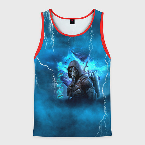Мужская майка без рукавов Stalker sky art blue / 3D-Красный – фото 1