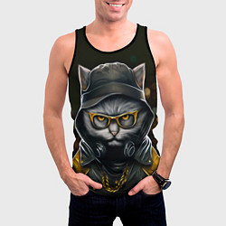 Майка-безрукавка мужская Rich grey Cat, цвет: 3D-черный — фото 2