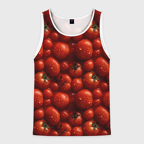 Мужская майка без рукавов Сочная текстура из томатов / 3D-Белый – фото 1