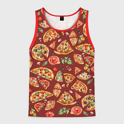 Майка-безрукавка мужская Кусочки пиццы ассорти - акварельный паттерн, цвет: 3D-красный
