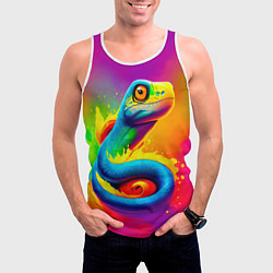 Майка-безрукавка мужская Змейка в красках, цвет: 3D-белый — фото 2