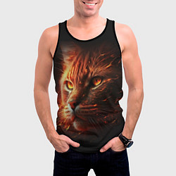Майка-безрукавка мужская Огненный рыжий кот, цвет: 3D-черный — фото 2