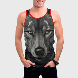 Майка-безрукавка мужская Волк в стиле тату, цвет: 3D-красный — фото 2