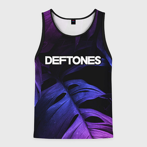 Мужская майка без рукавов Deftones neon monstera / 3D-Черный – фото 1