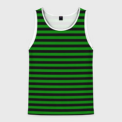 Майка-безрукавка мужская Черно-зеленые полосы, цвет: 3D-белый