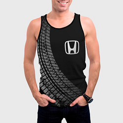 Майка-безрукавка мужская Honda tire tracks, цвет: 3D-черный — фото 2